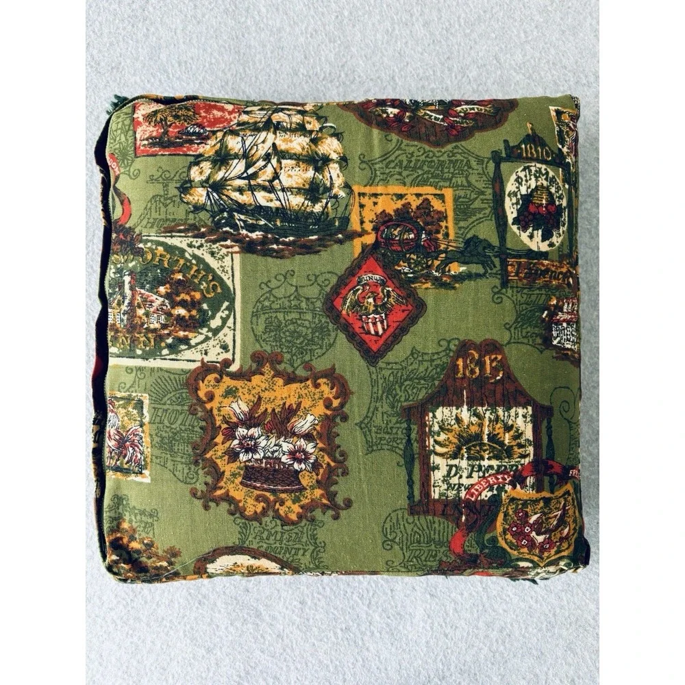 Vintage Sunflower Latch Hook 70s Handmade Pillow Unique‎ Orange Yellow Green